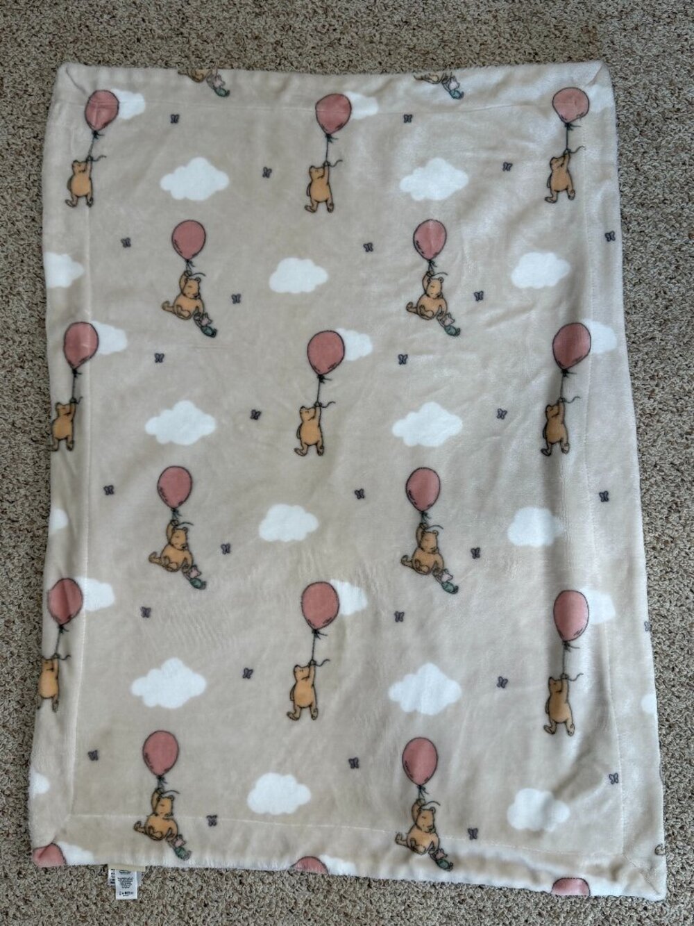 Pooh Bear Collection Piglet w/ Balloon Plush Baby Blanket 39.5" x 28" Very Soft